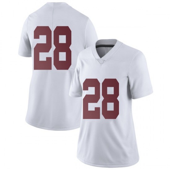 Alabama Crimson Tide Women's Josh Jobe #28 No Name White NCAA Nike Authentic Stitched College Football Jersey CE16H25IE